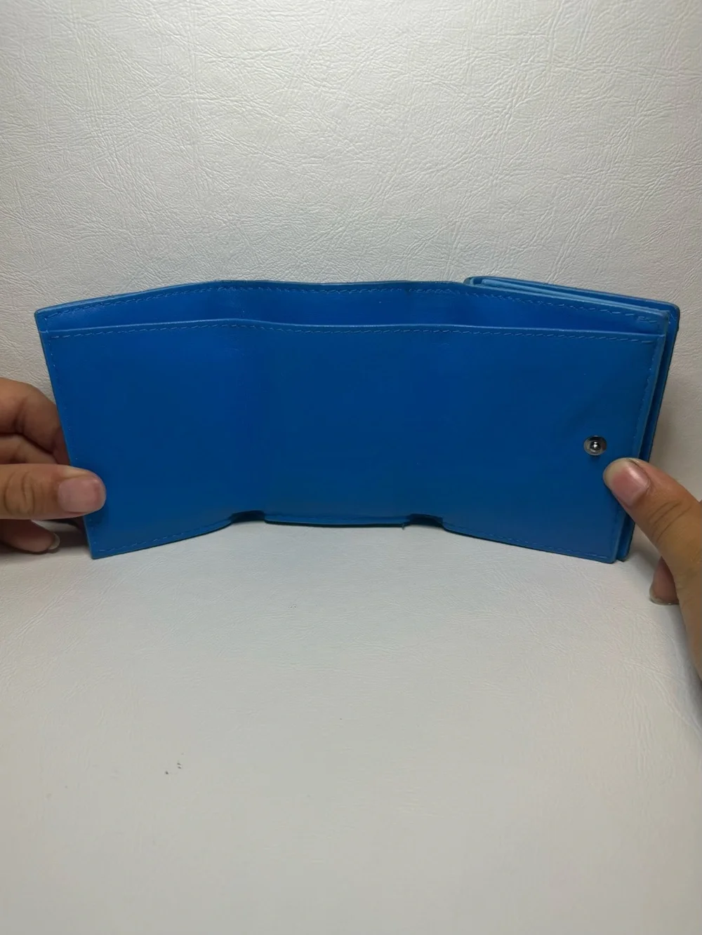 Dior Caro Dahlia Quilted Blue Leather Compact Wallet